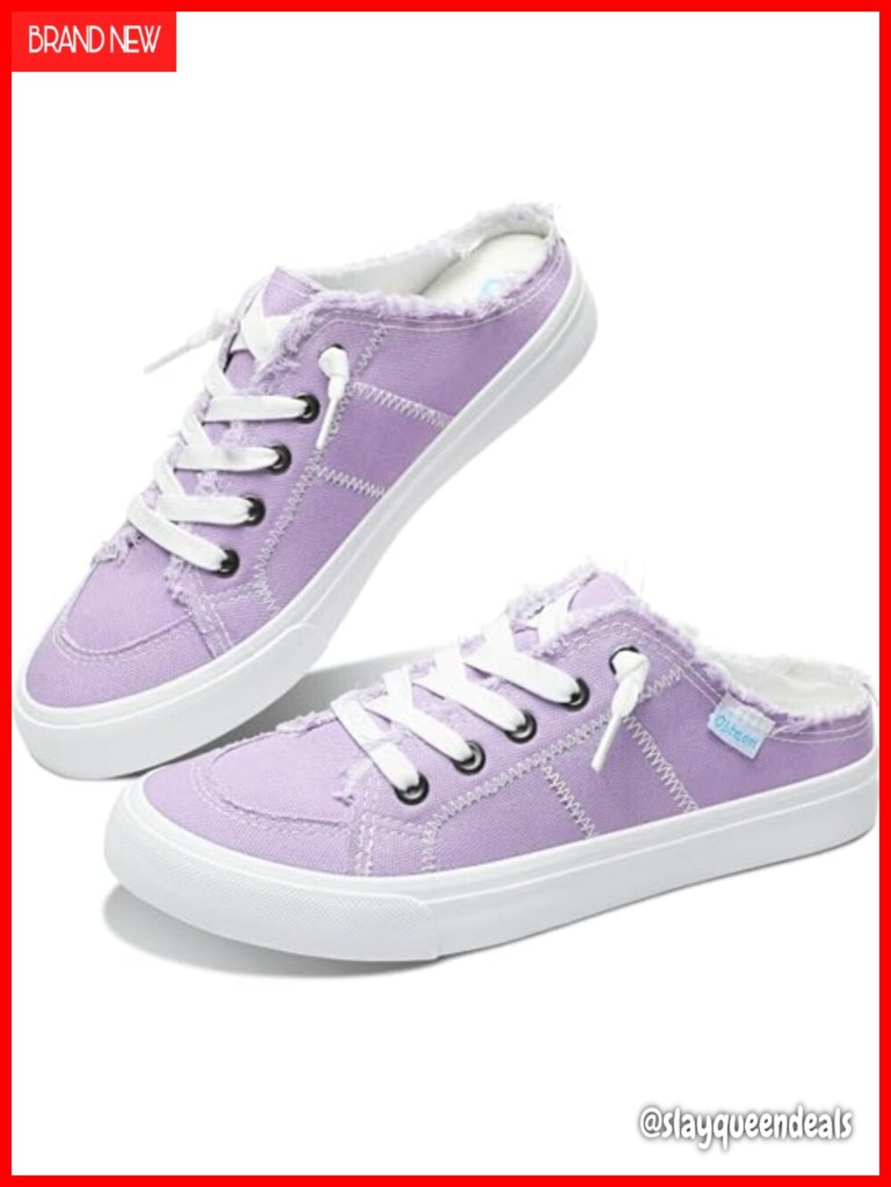 Women's Canvas Mules Memory Foam Slip-On Sneakers Comfortable Backless Shoes